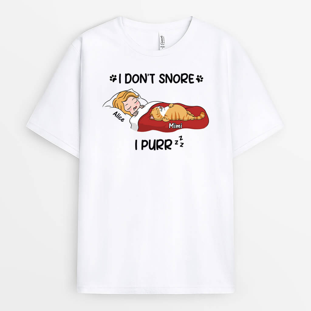 I Don't Snore, I Purr T-Shirt - Personalized Gifts For Cat Lovers