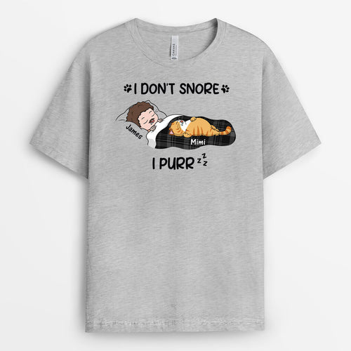 I Don't Snore, I Purr T-Shirt - Personalized Gifts For Cat Lovers