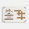 Here Happiness Is Homemade Crossword Canvas - Personalised Family Gifts