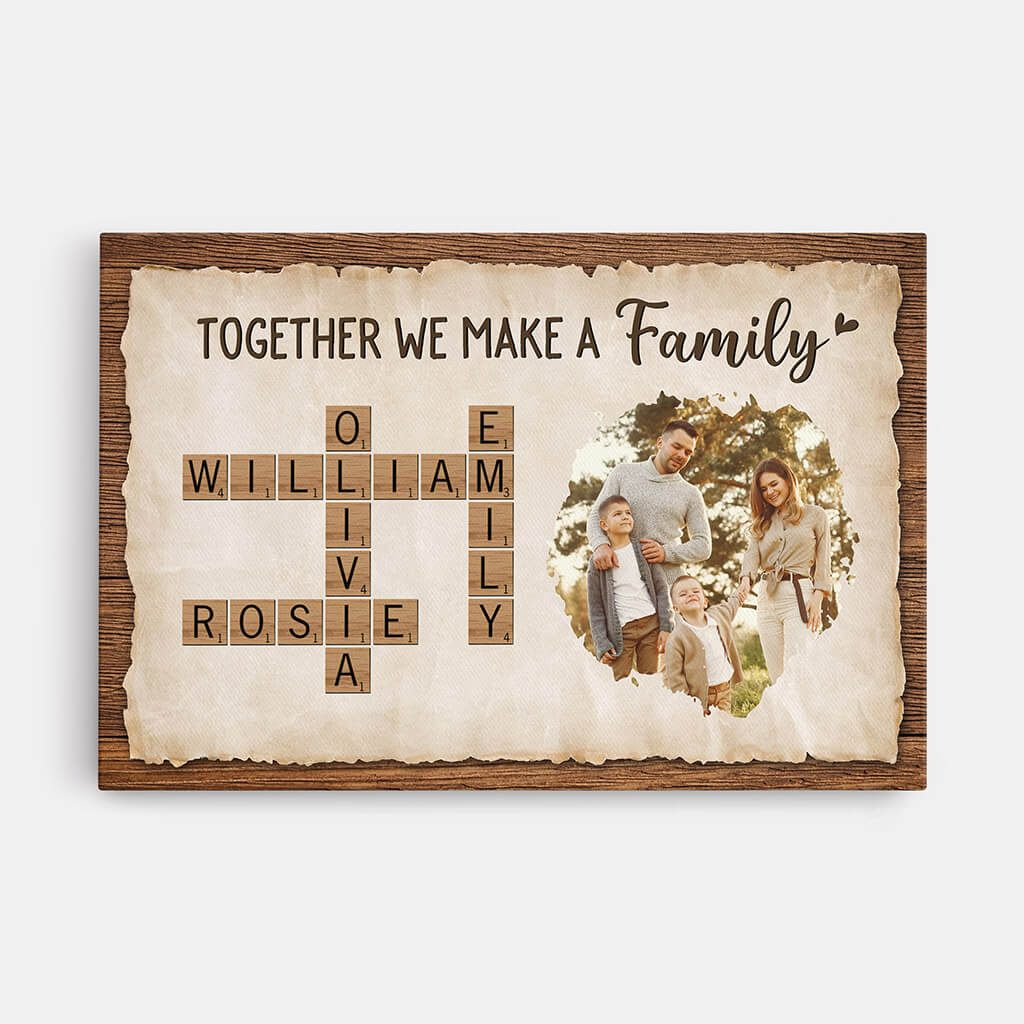 Together We Make A Family Crossword Canvas - Personalized Gifts For Parents
