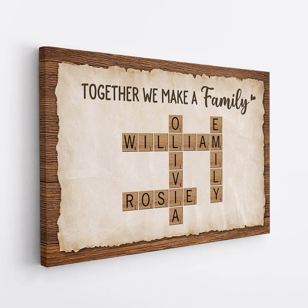 Together We Make A Family Crossword Canvas - Personalized Gifts For Parents