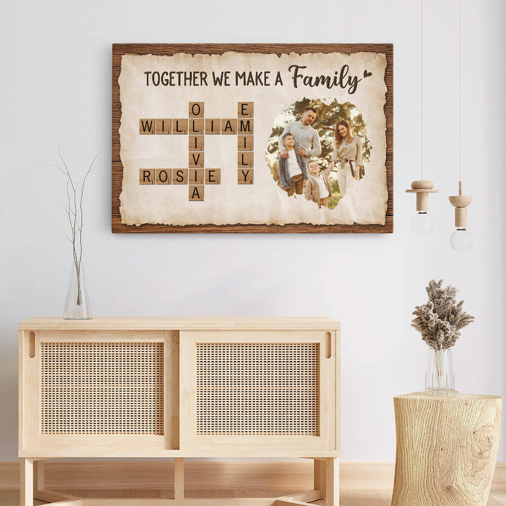 Together We Make A Family Crossword Canvas - Personalized Gifts For Parents