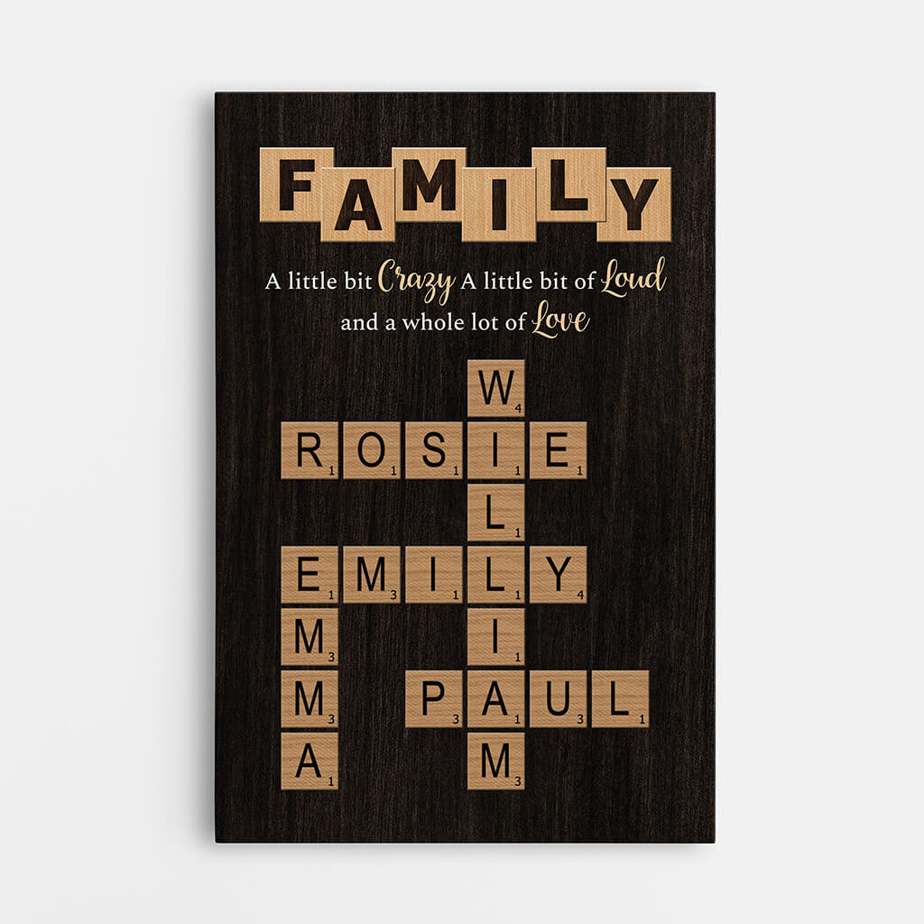 Crossword Family Canvas - Personalized Gifts For Grandparents