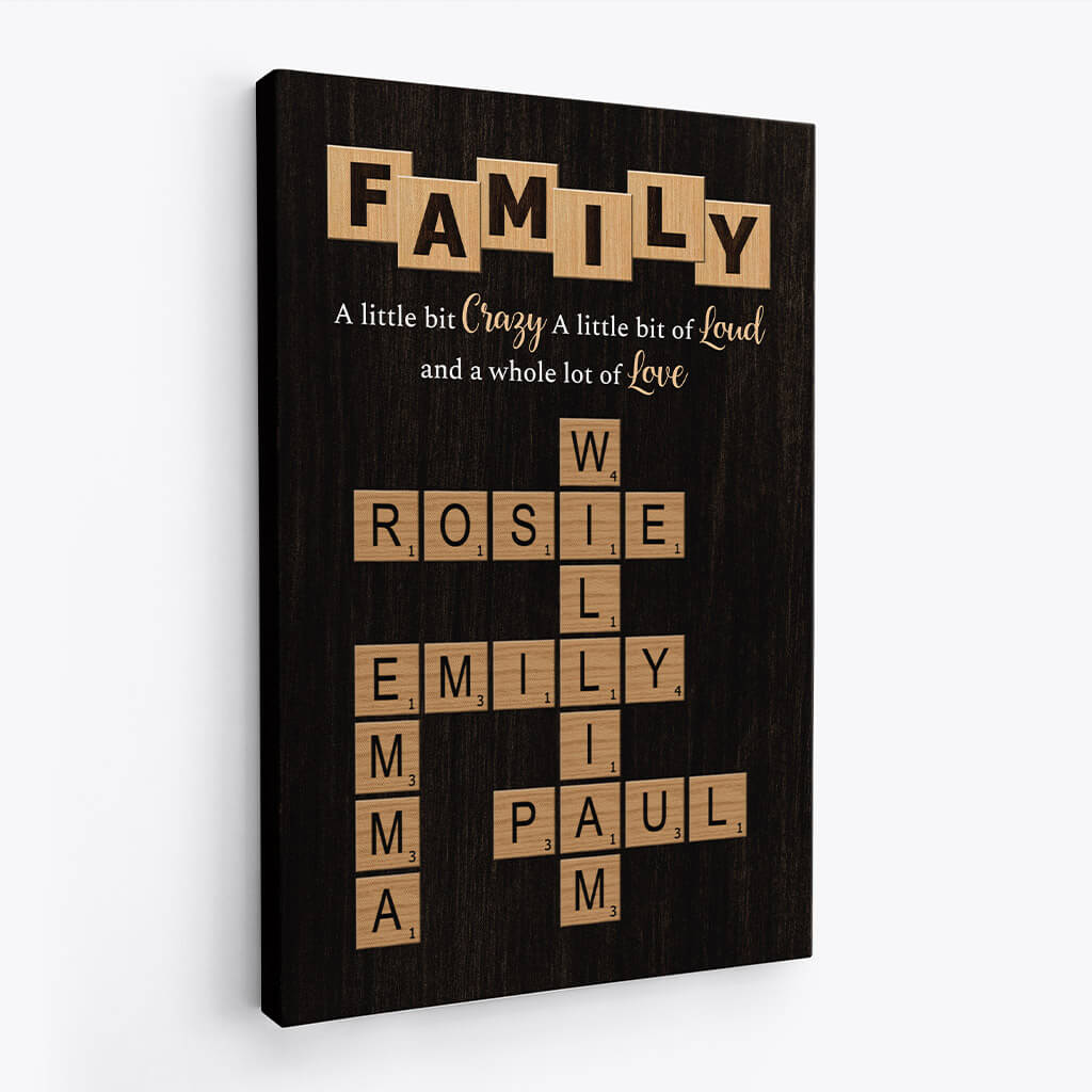 Crossword Family Canvas - Personalized Gifts For Grandparents