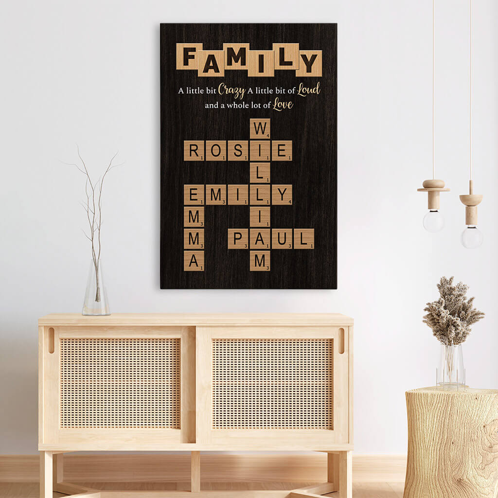 Crossword Family Canvas - Personalized Gifts For Grandparents