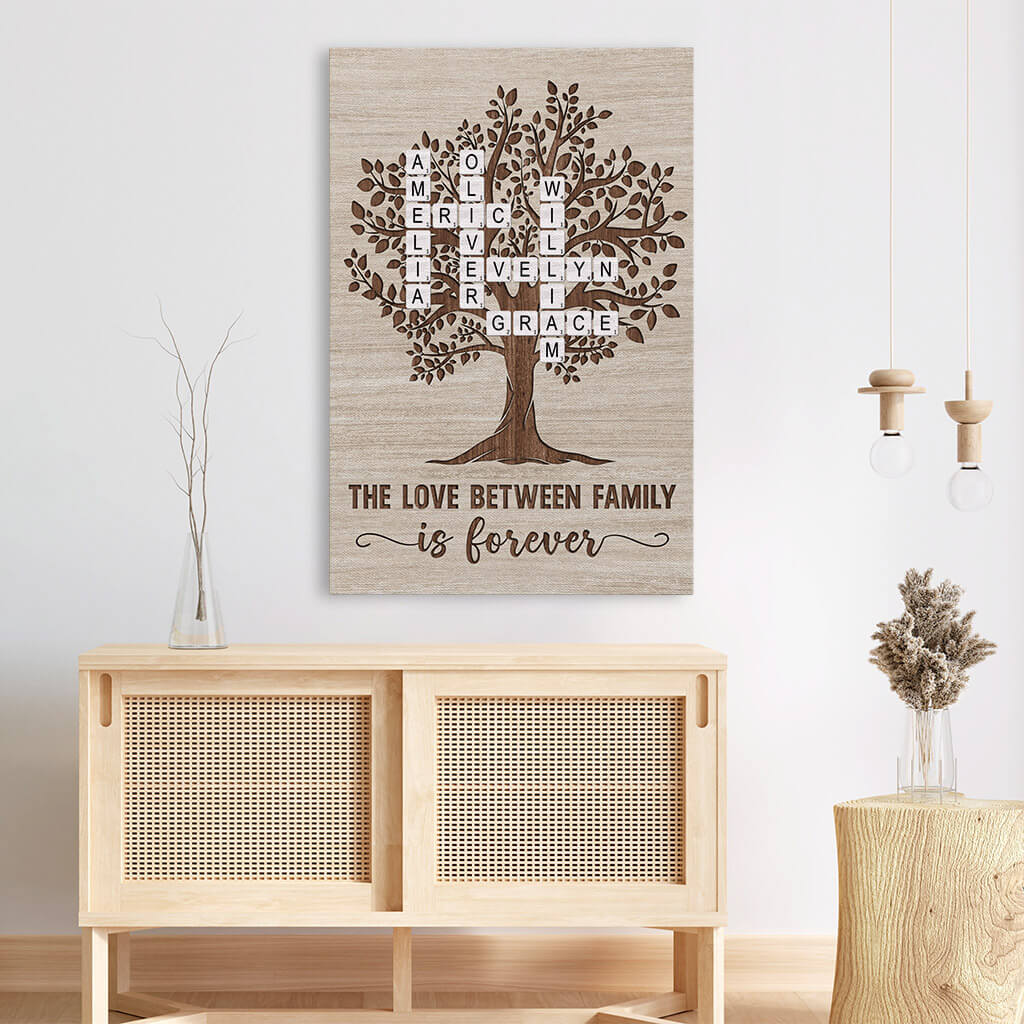 The Love Between Family Tree Canvas - Personalized Gifts For Family
