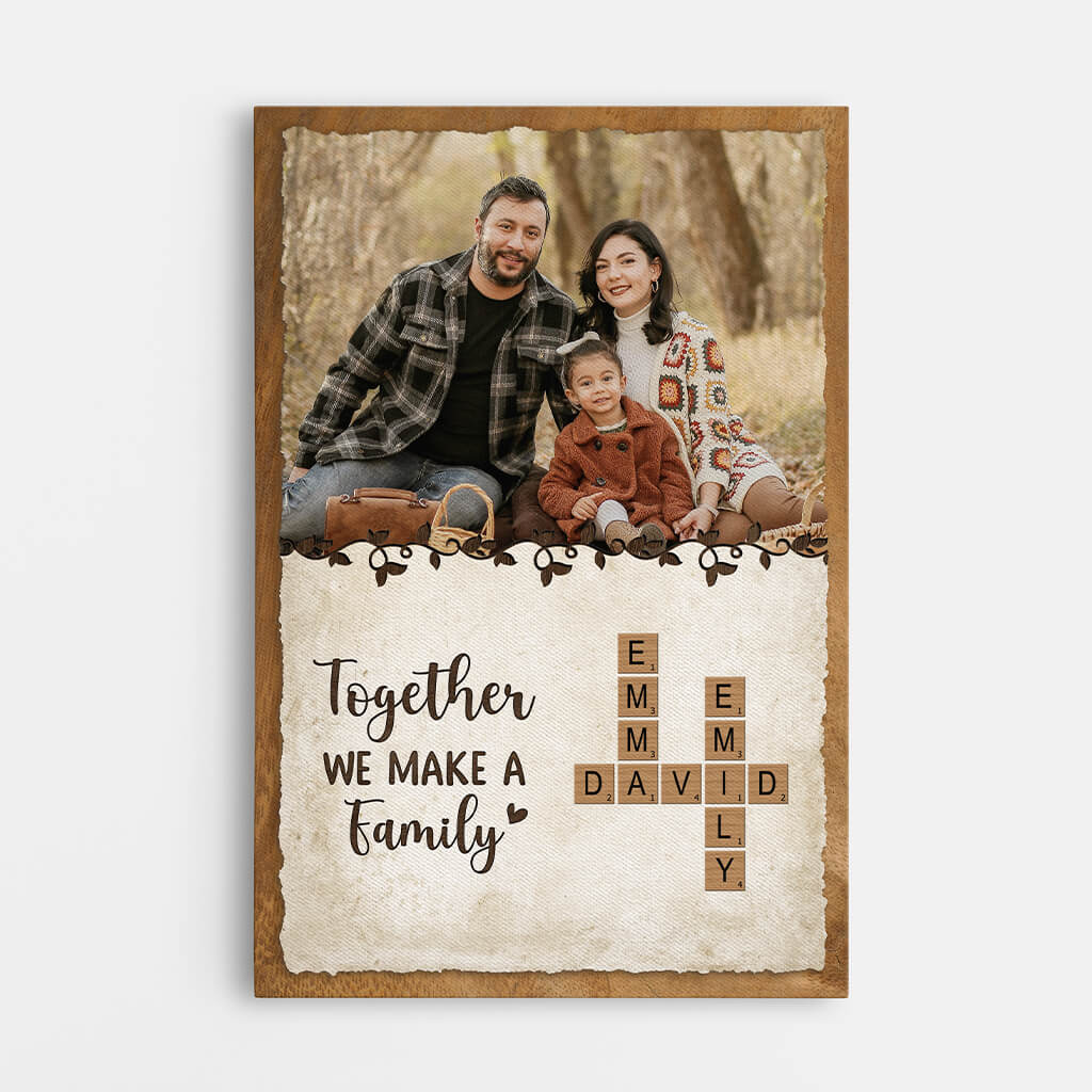Together We Make A Family Crossword Canvas - Customized Gifts For Family