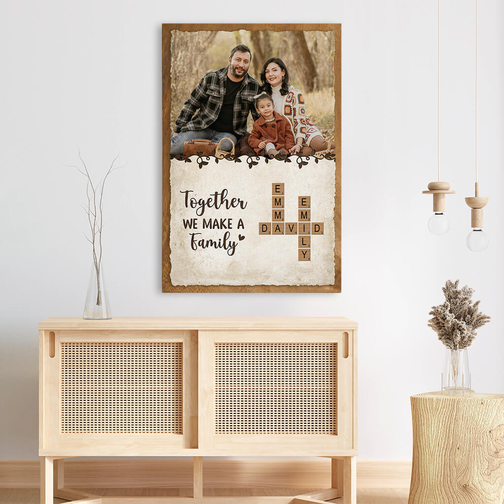 Together We Make A Family Crossword Canvas - Customized Gifts For Family