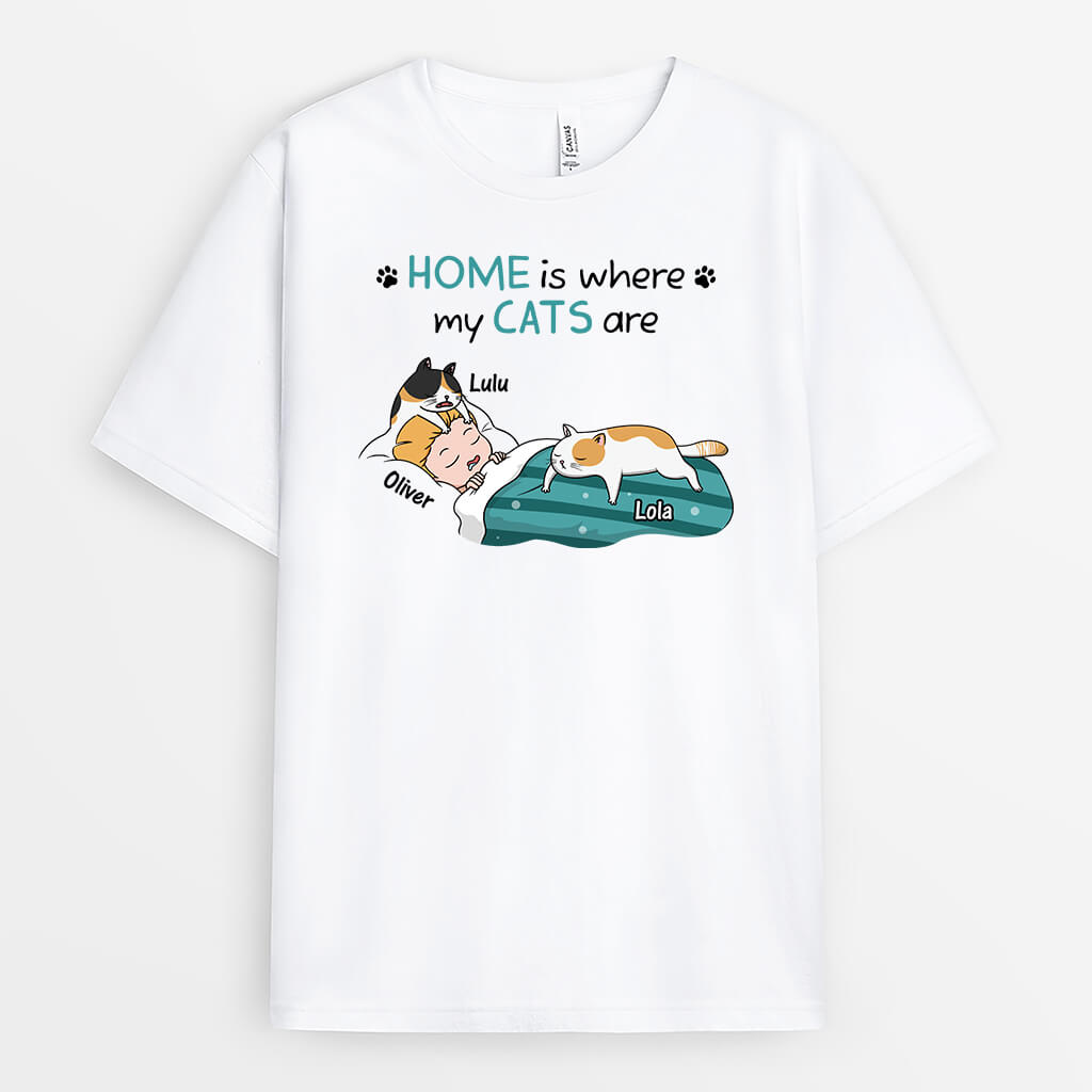 Home Is Where My Cats Are T-Shirt - Personalised Gifts For Male