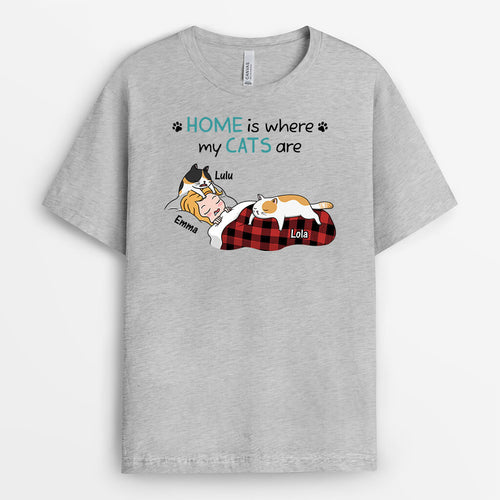 Home Is Where My Cats Are T-Shirt - Personalised Gifts For Male
