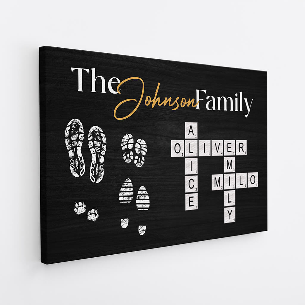 Personalized The Family Crossword Canvas - Customized For Grandparents/Parents