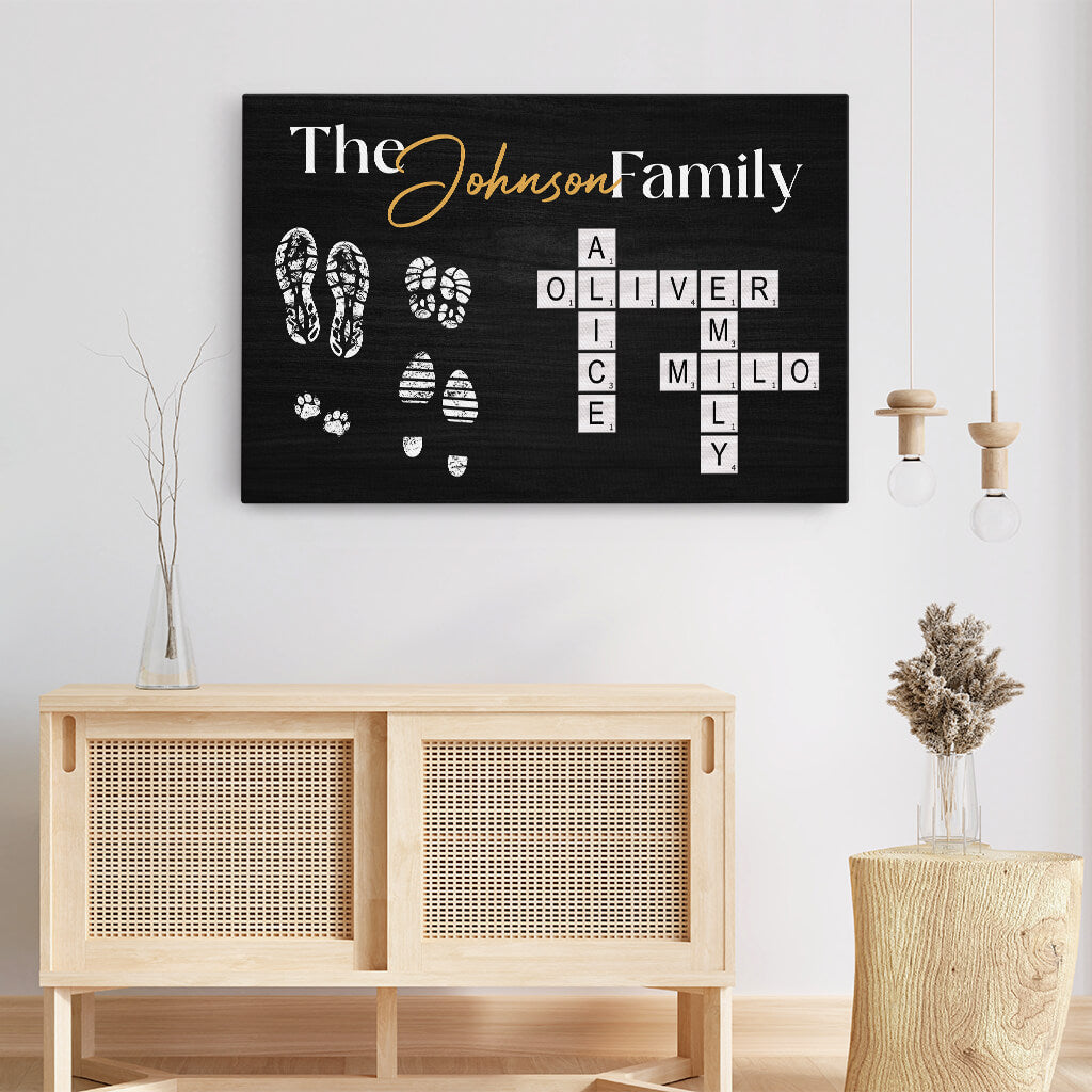 Personalized The Family Crossword Canvas - Customized For Grandparents/Parents