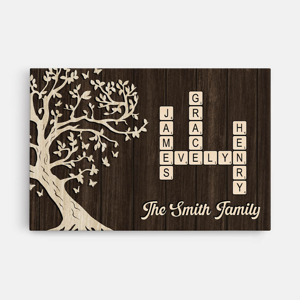 Family Crossword Wall Art - Personalized Family Canvas with Names