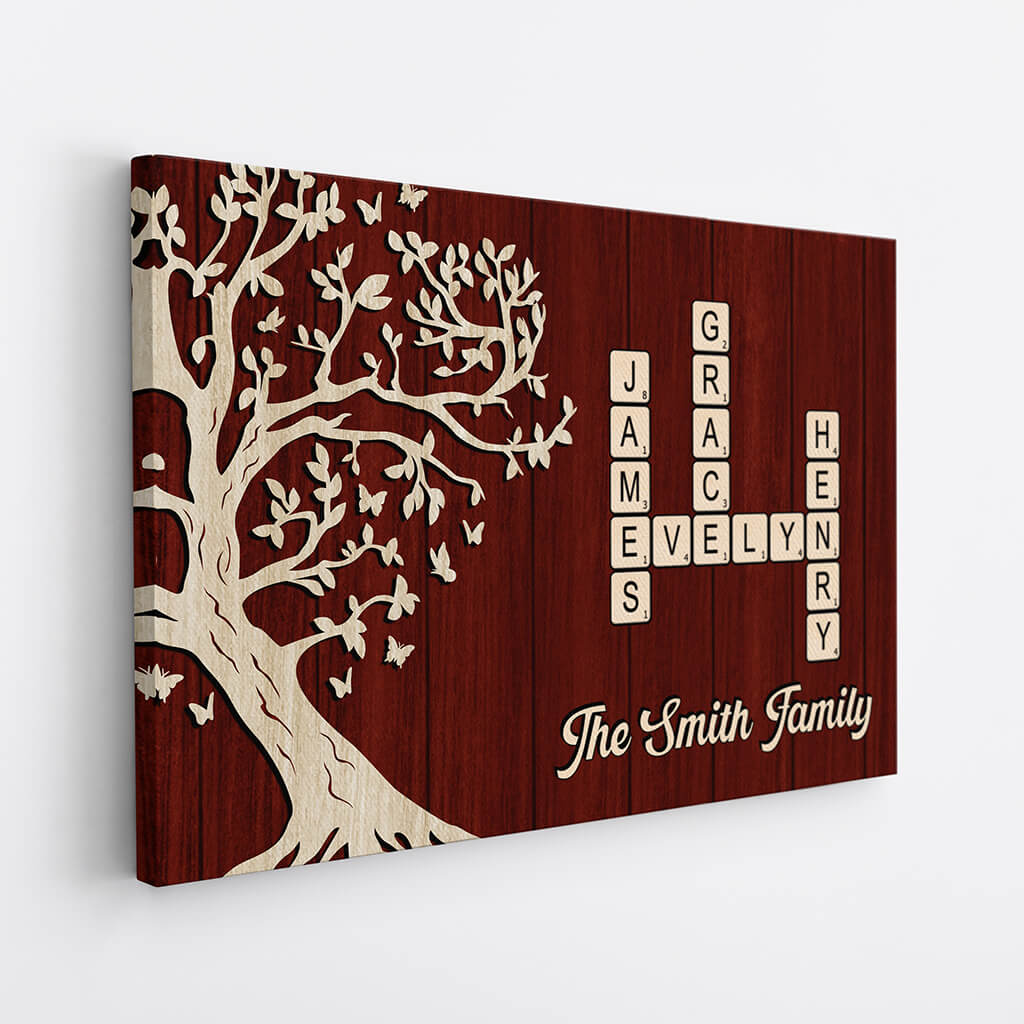 Family Crossword Wall Art - Personalized Family Canvas with Names
