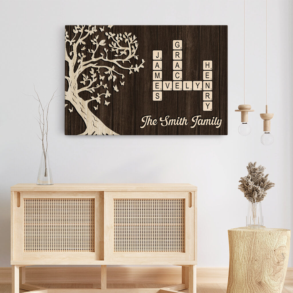 Family Crossword Wall Art - Personalized Family Canvas with Names