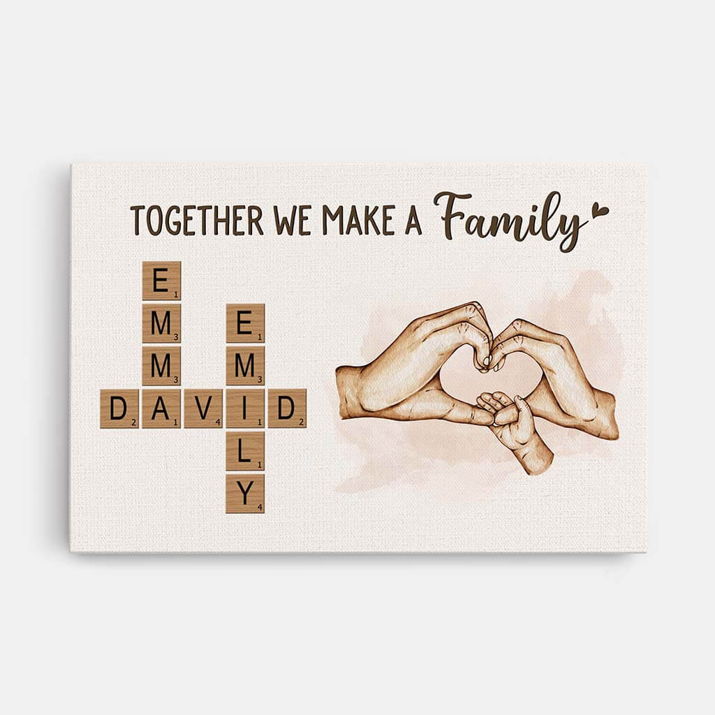 Together We Make a Family Canvas - Personalized Crossword Gift
