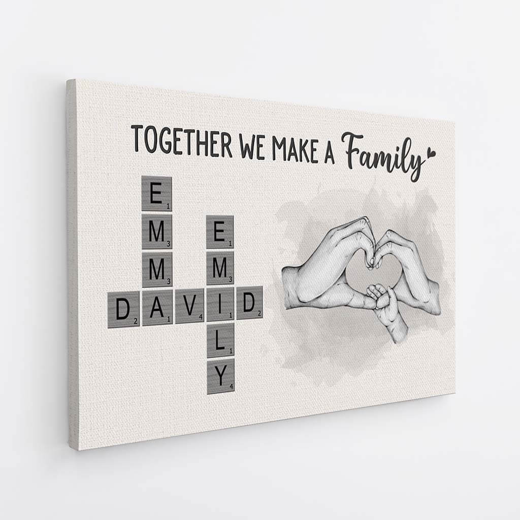 Together We Make a Family Canvas - Personalized Crossword Gift