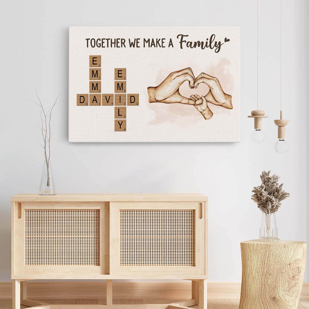Together We Make a Family Canvas - Personalized Crossword Gift