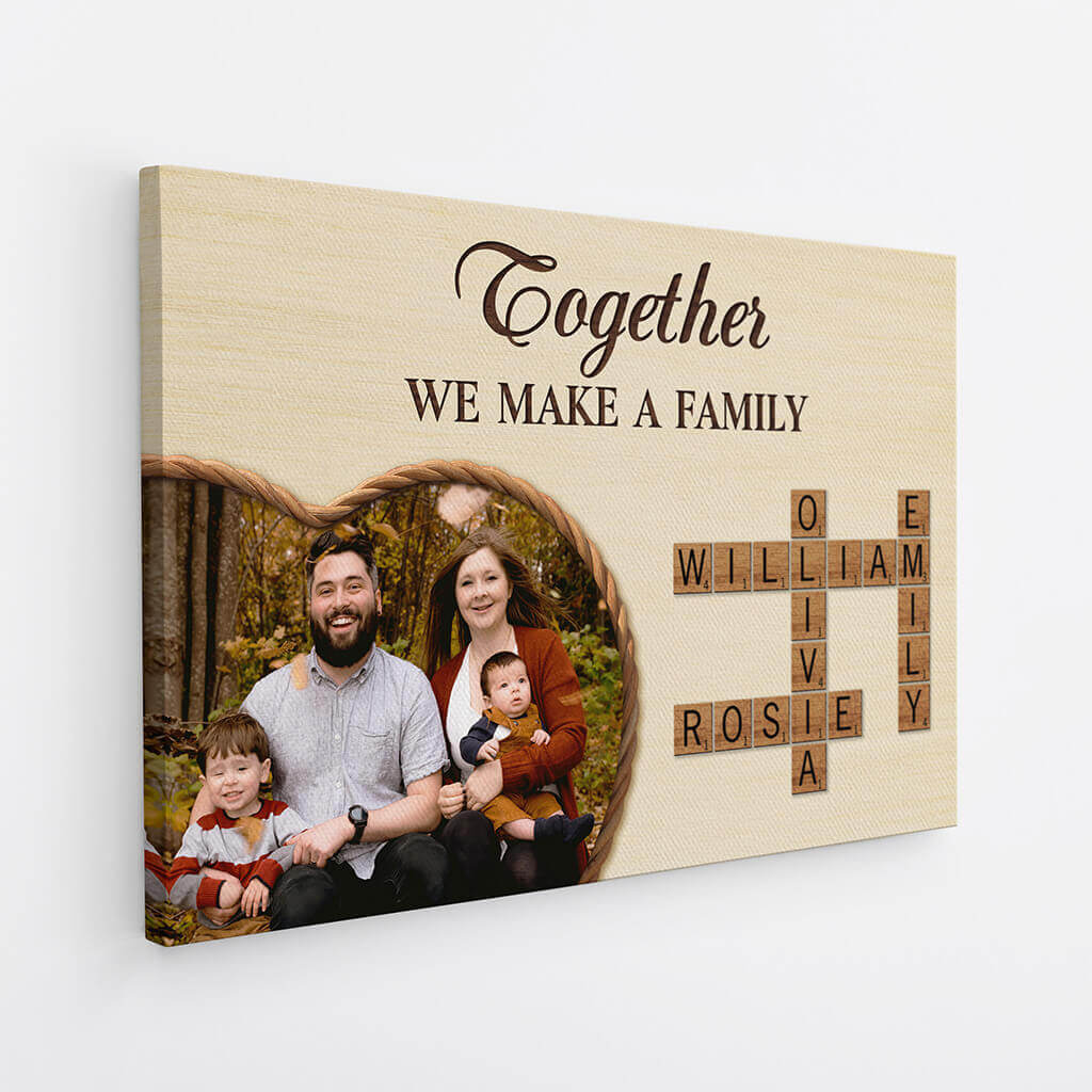 Together We Make a Family Photo Crossword Canvas - Personalised Family Gifts