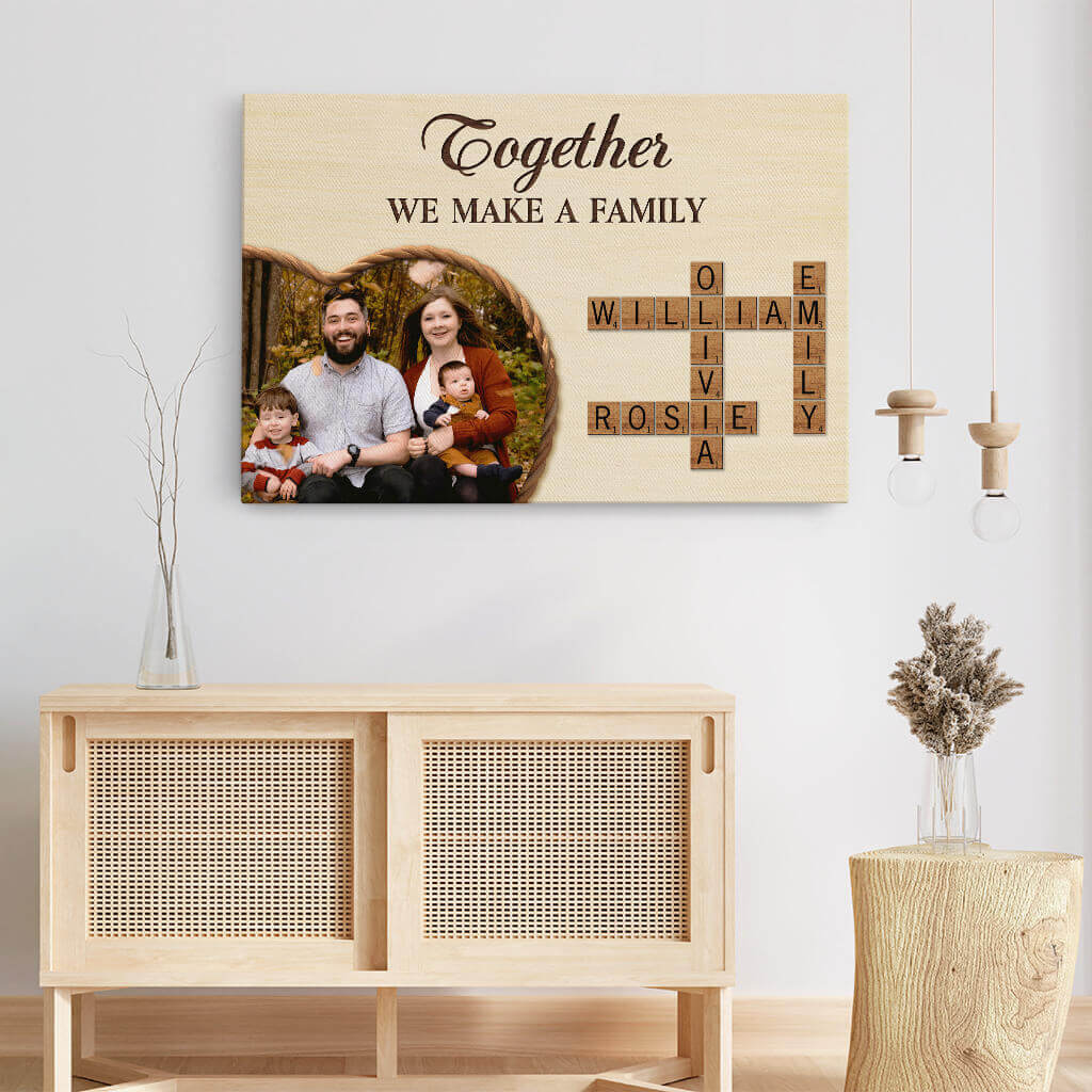 Together We Make a Family Photo Crossword Canvas - Personalised Family Gifts