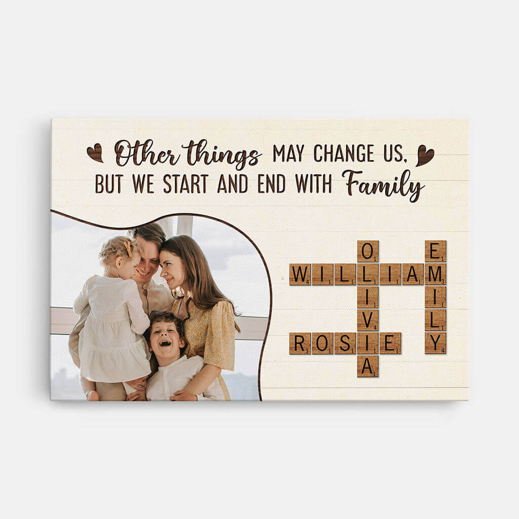 Other Things May Change Us But We Start And End With Family - Personalized Family Photo Canvas