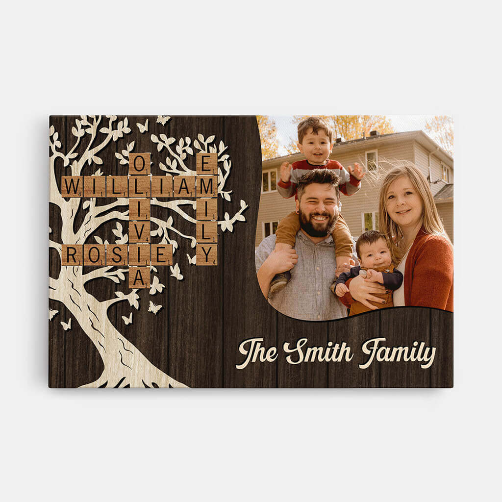 Family Crossword Photo Canvas - Personalized Family Gift