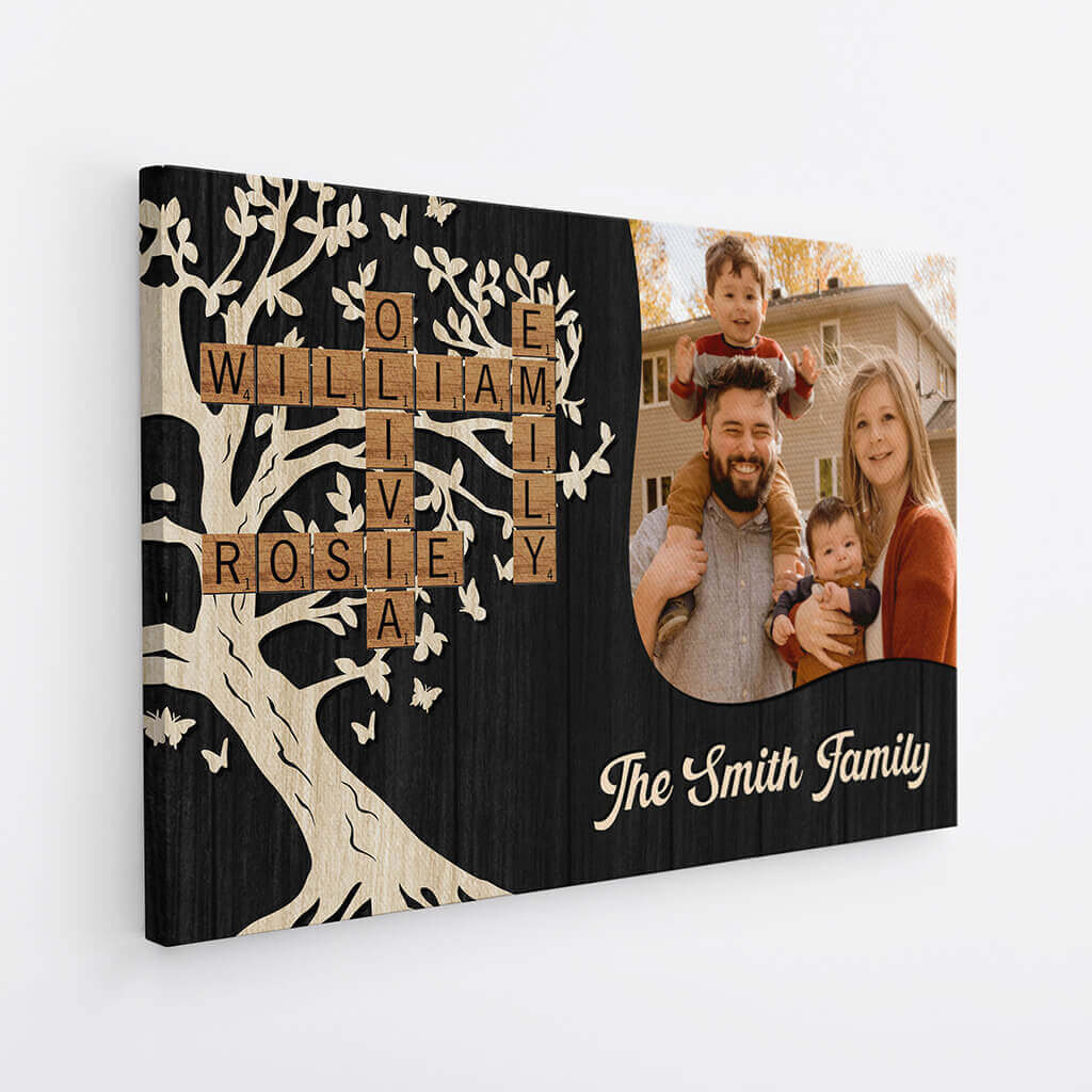 Family Crossword Photo Canvas - Personalized Family Gift