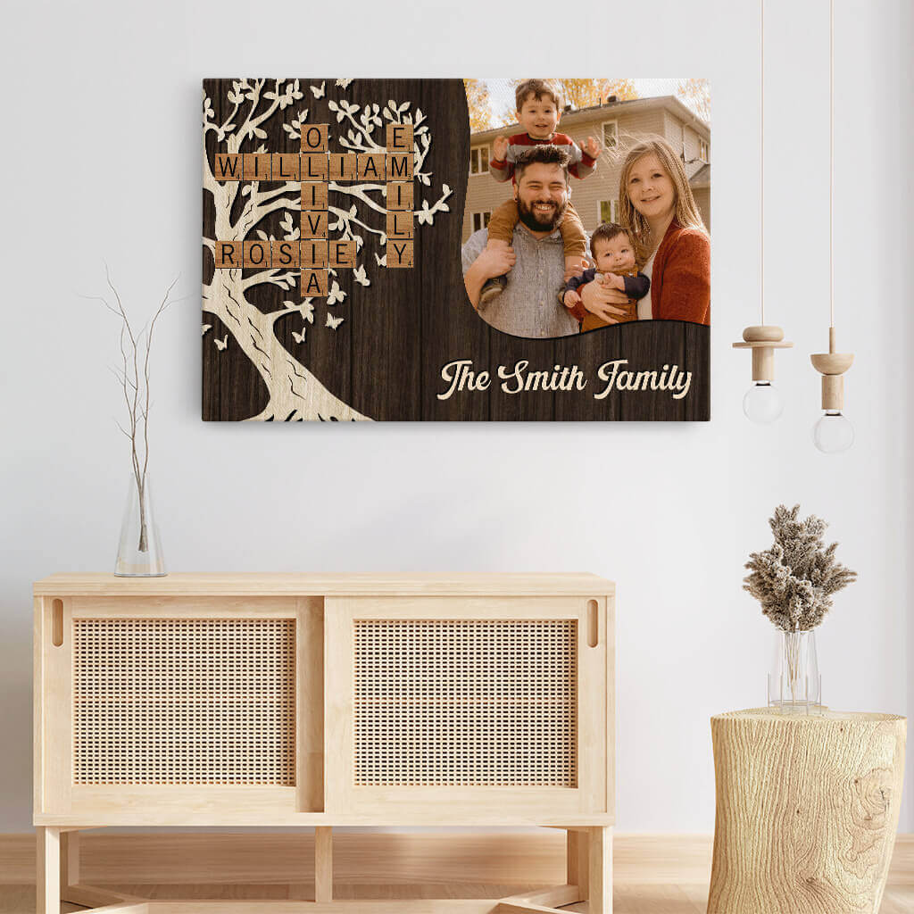 Family Crossword Photo Canvas - Personalized Family Gift