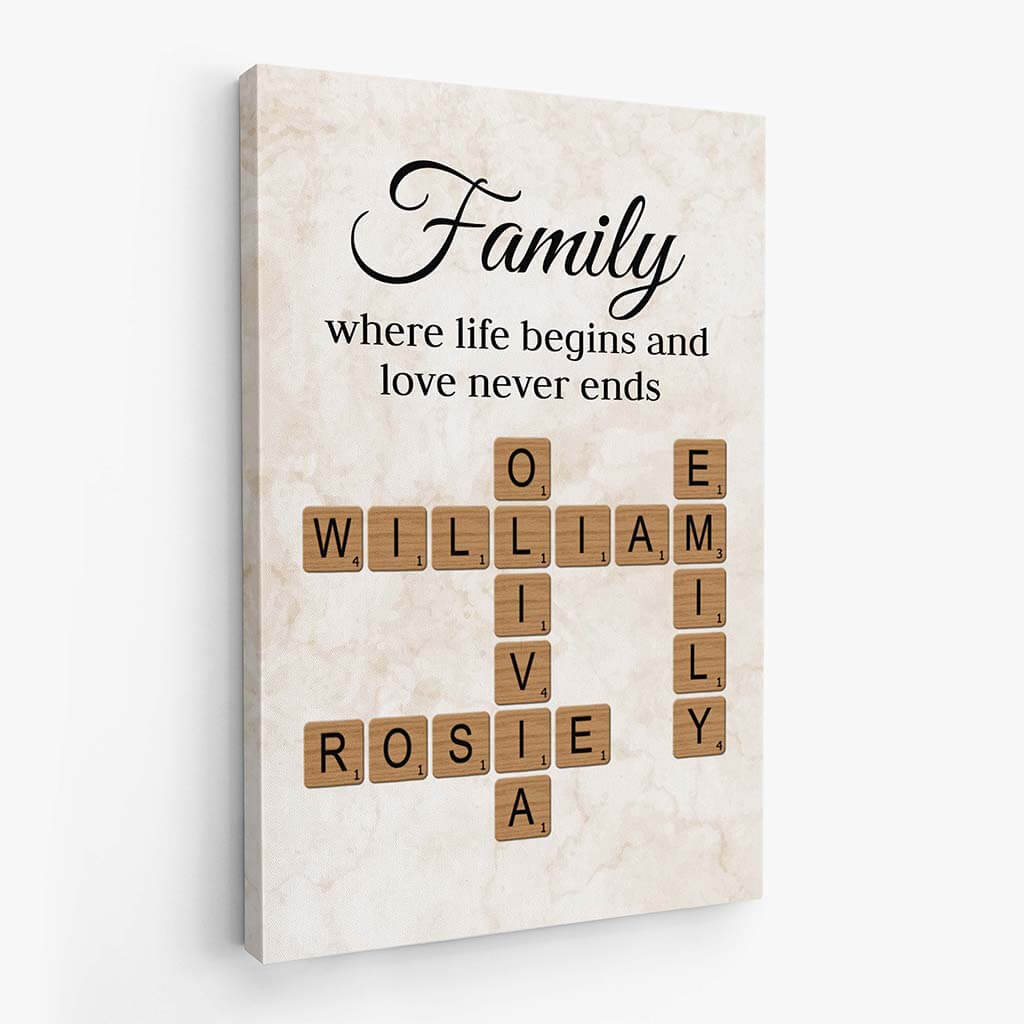 Family Where Life Begins Canvas - Custom Crossword Print