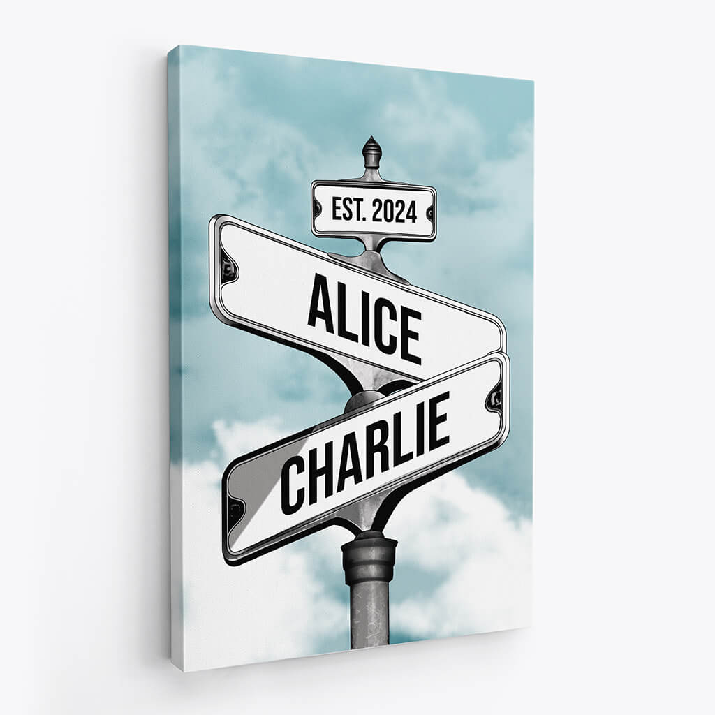 Vintage Street Sign Canvas - Personalized Gifts for Couple