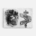 Personalized Vintage Street Sign Photo Canvas for Couple