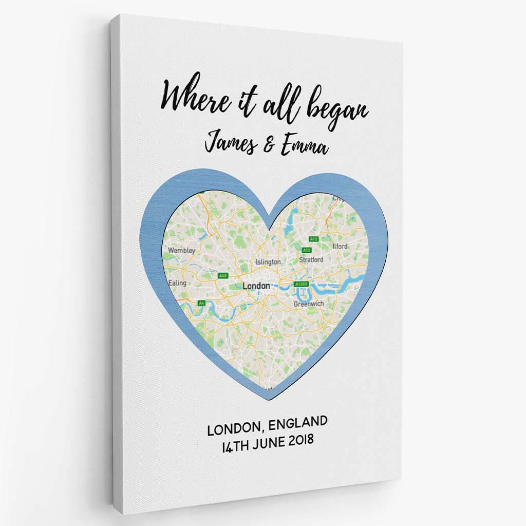 Where It All Began Map Canvas - Customized Presents for Couple