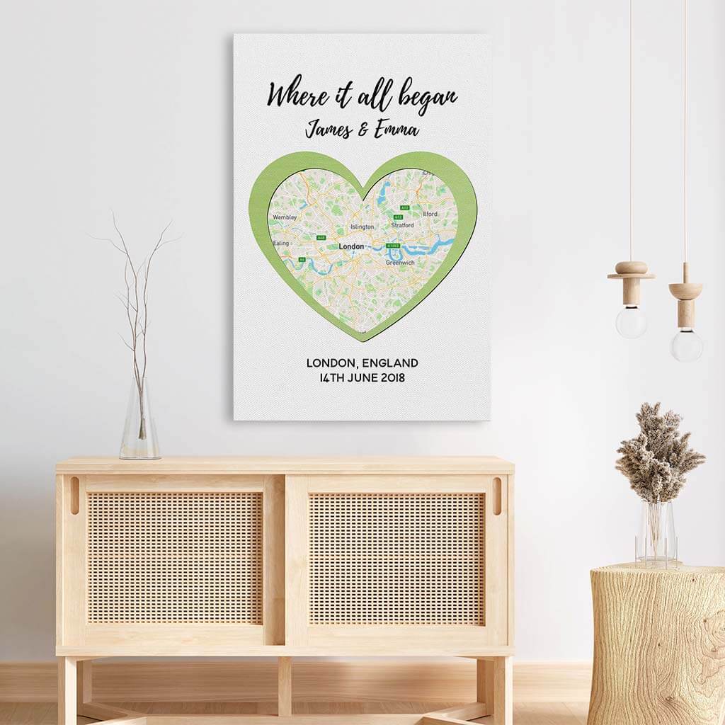 Where It All Began Map Canvas - Customized Presents for Couple