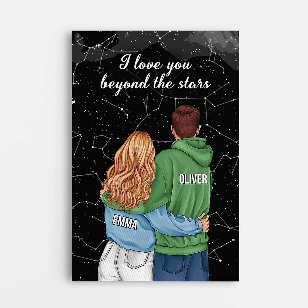 I Love You Beyond The Stars Canvas - Personalized Presents for Couple