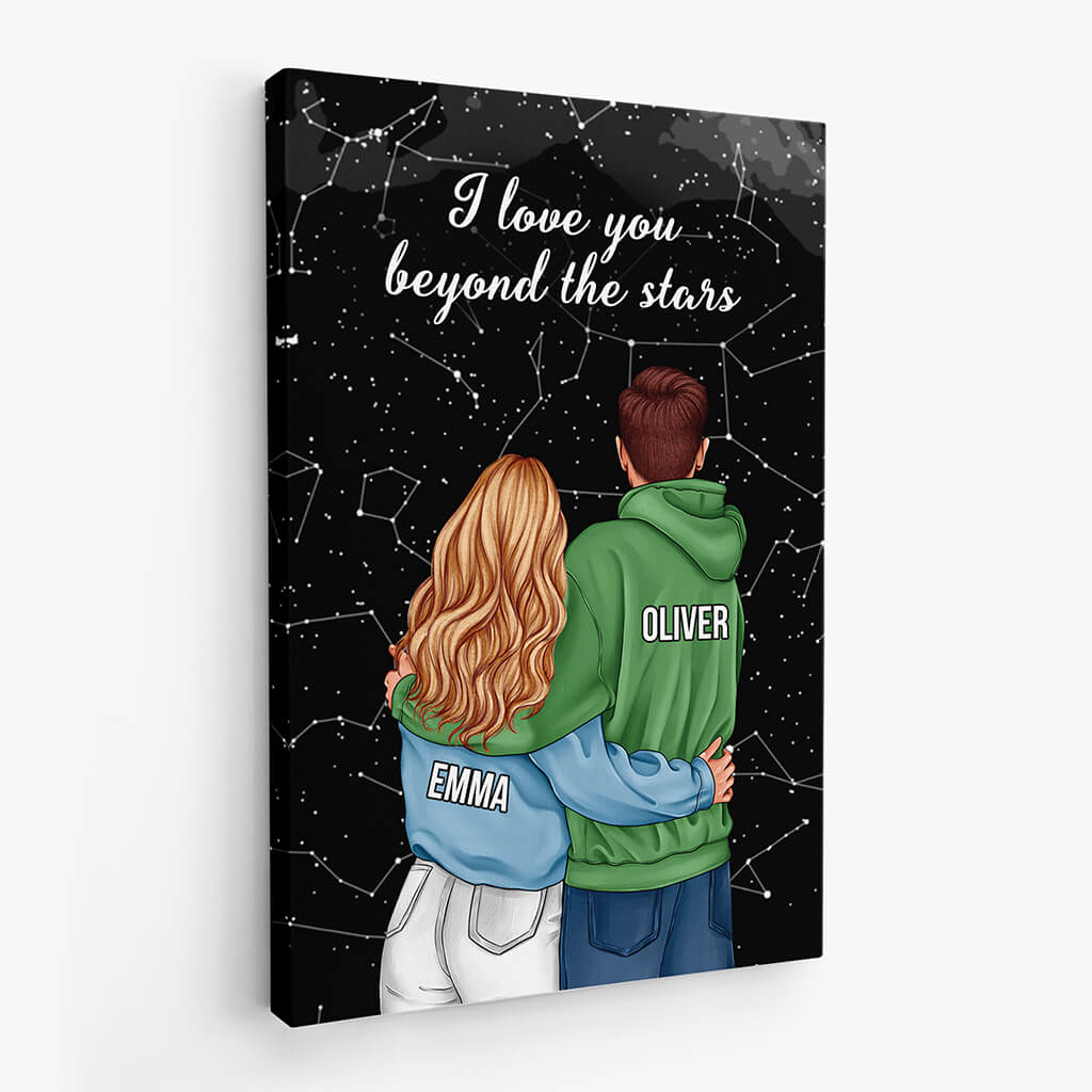 I Love You Beyond The Stars Canvas - Personalized Presents for Couple