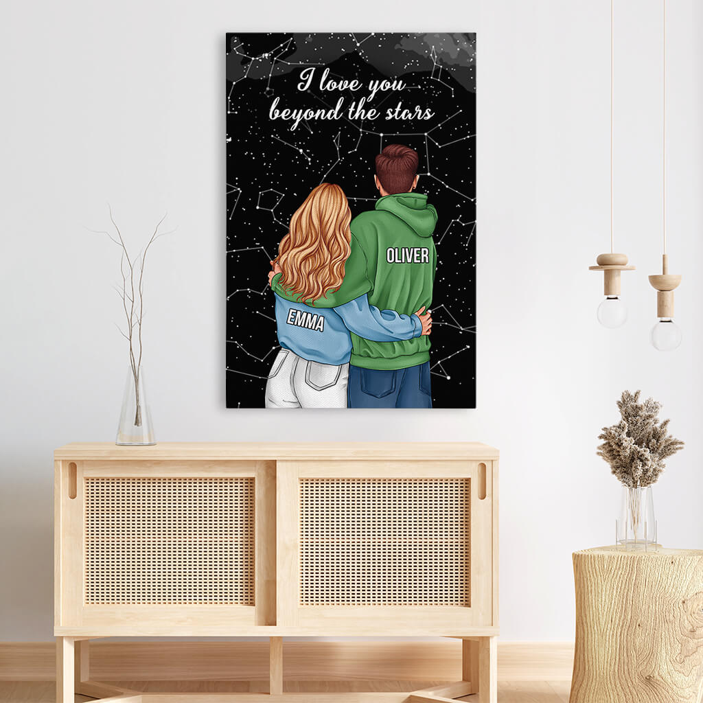I Love You Beyond The Stars Canvas - Personalized Presents for Couple