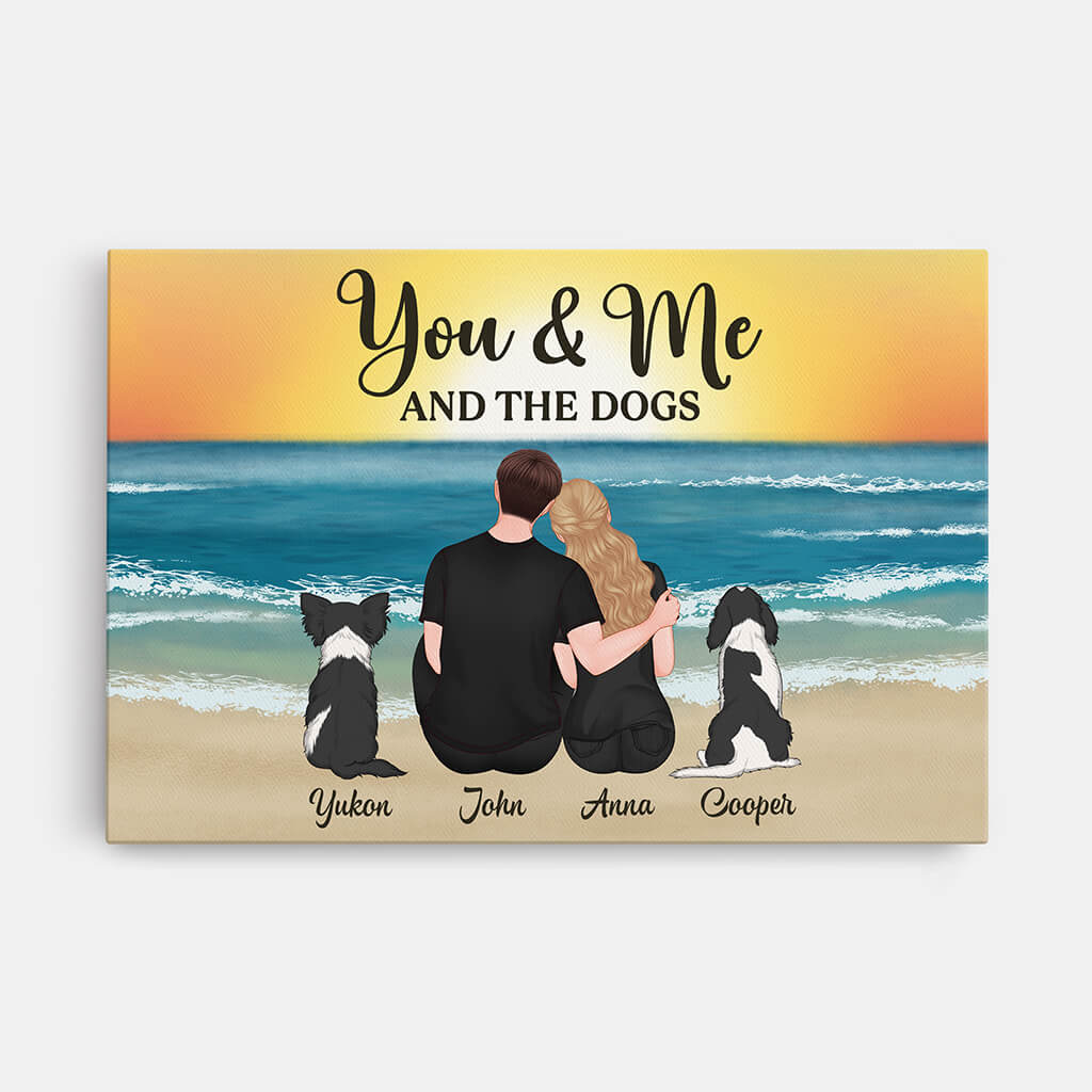You & Me And The Dogs - Personalized Canvas for Couple