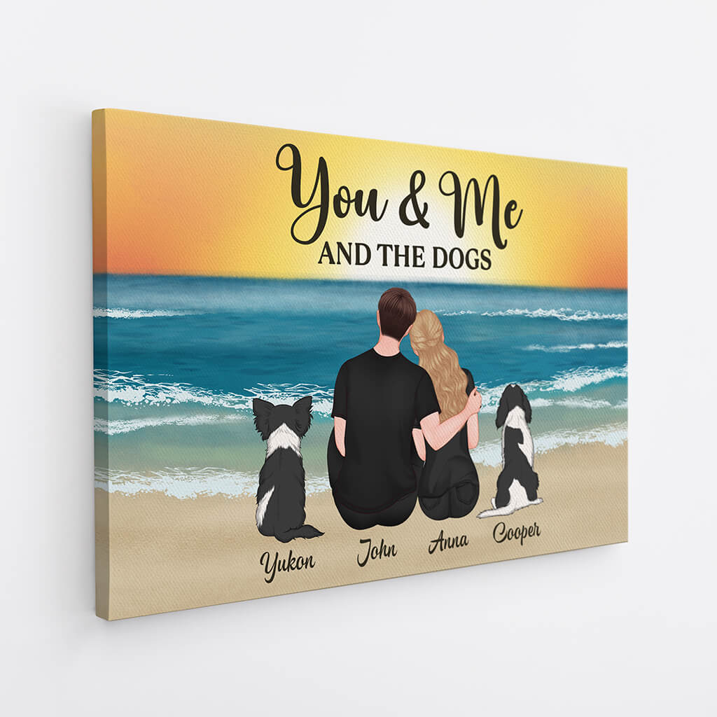 You & Me And The Dogs - Personalized Canvas for Couple