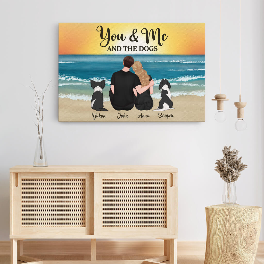 You & Me And The Dogs - Personalized Canvas for Couple