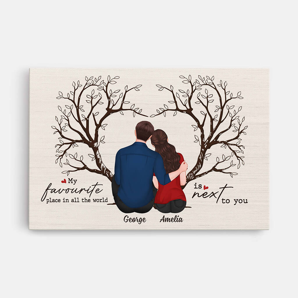 My Favourite Place In The World Is Next To You - Personalized Canvas Print for Couple