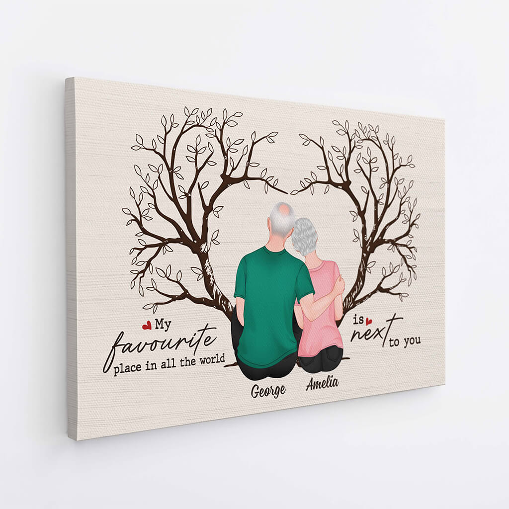 My Favourite Place In The World Is Next To You - Personalized Canvas Print for Couple