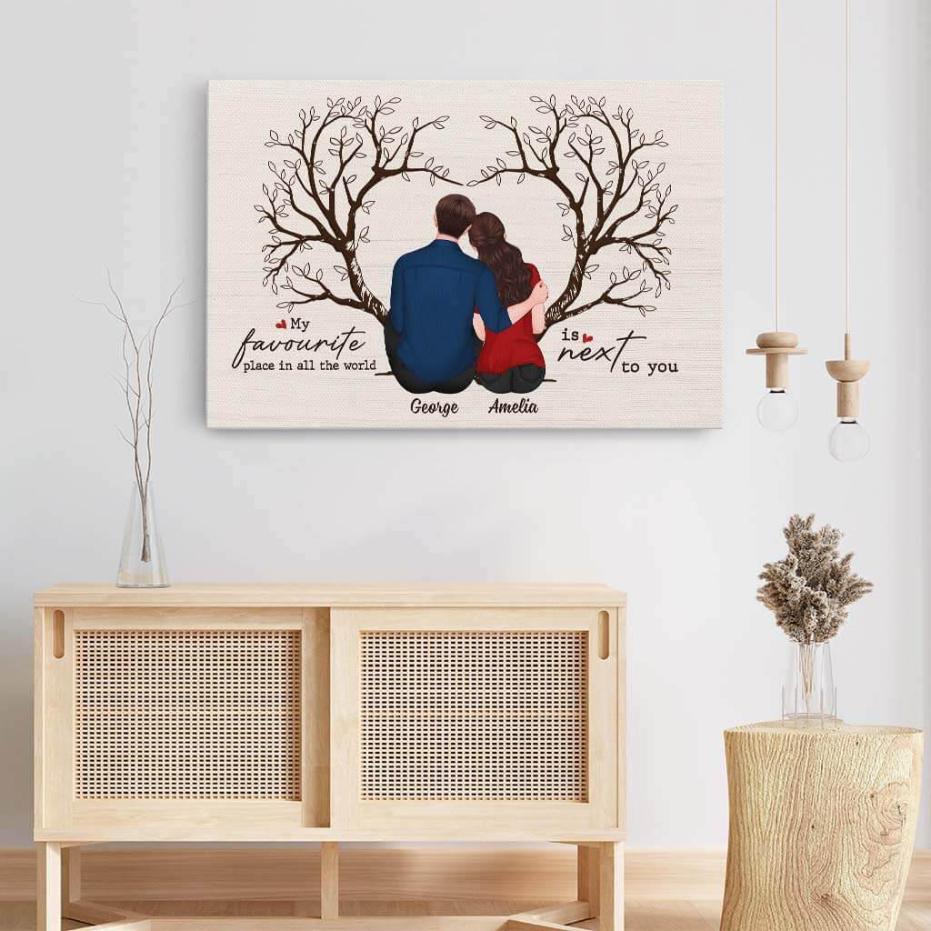 My Favourite Place In The World Is Next To You - Personalized Canvas Print for Couple