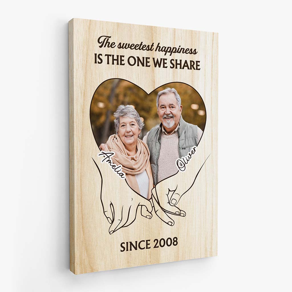 The Sweetest Happiness Photo Canvas - Personalized Gift for Couples