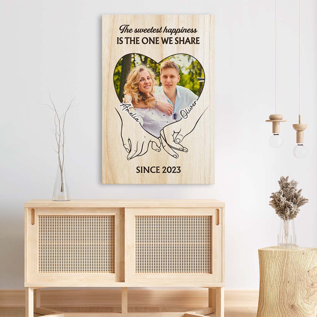 The Sweetest Happiness Photo Canvas - Personalized Gift for Couples