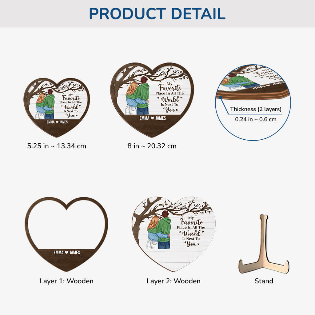 My Favorite Place In All The World Is Next To You Wooden Plaque - Personalized Gifts for Couple