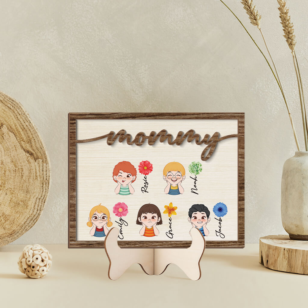 Grandpa/Daddy Flowers Wooden Plaque - Customized Grandpa Gifts