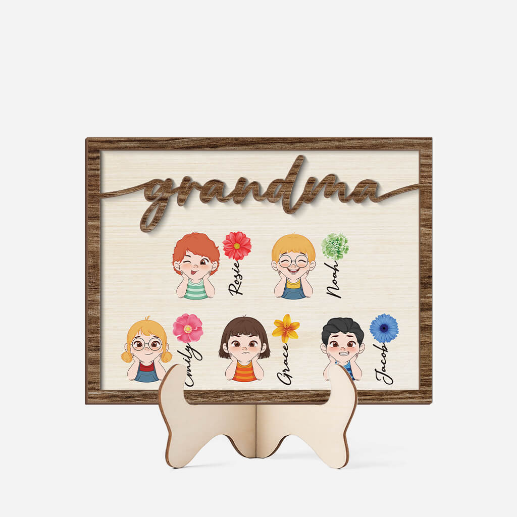 Grandma/Mommy Flowers Wooden Plaque - Customized Grandma Gifts