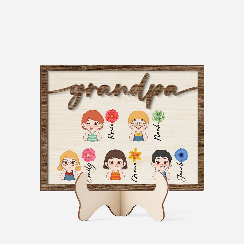Grandpa/Daddy Flowers Wooden Plaque - Customized Grandpa Gifts