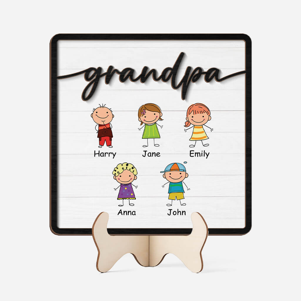 Grandpa/Daddy Kids Wooden Plaque - Personalized Gifts for Grandpa