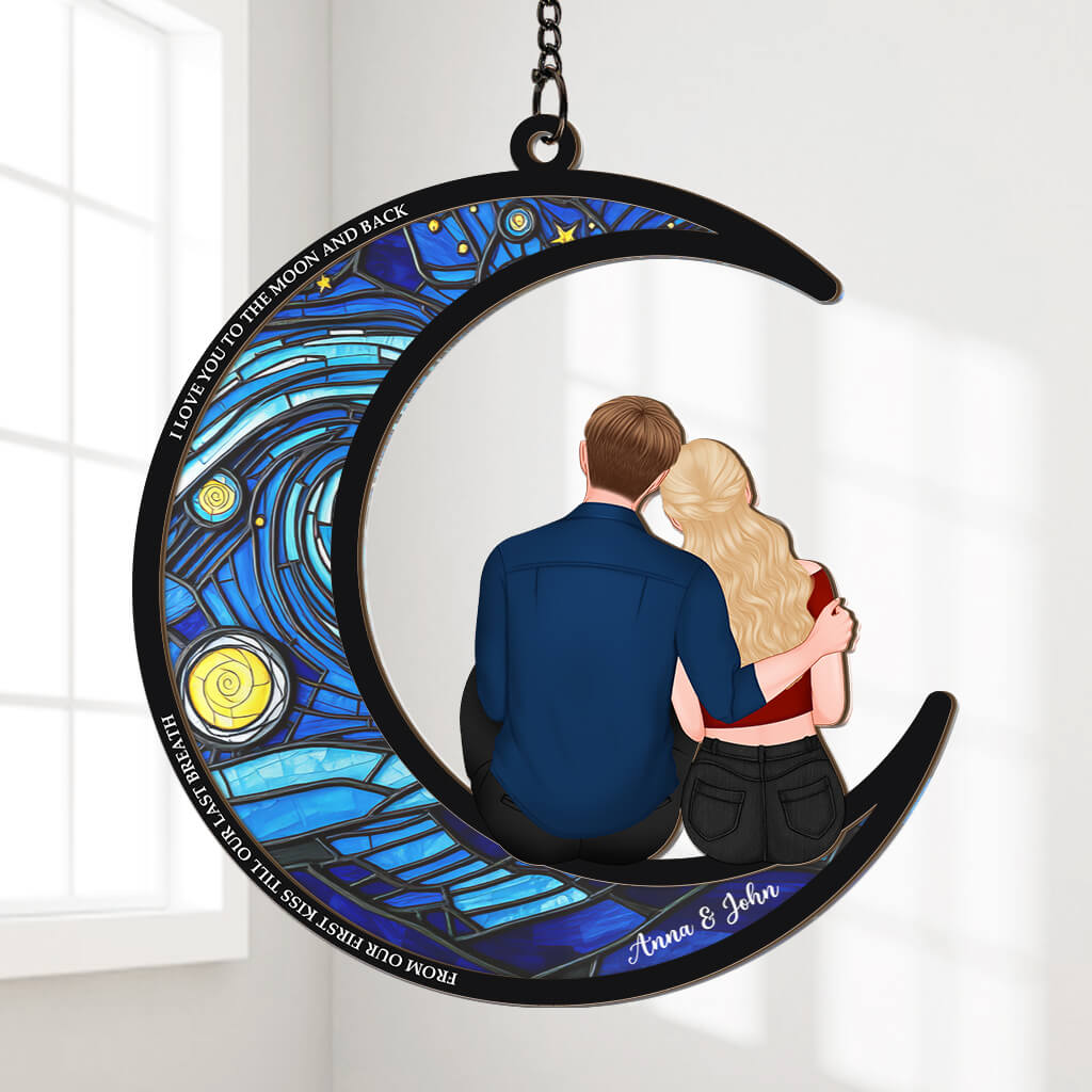 I Love You To The Moon And Back Suncatcher - Custom Gifts for Couple